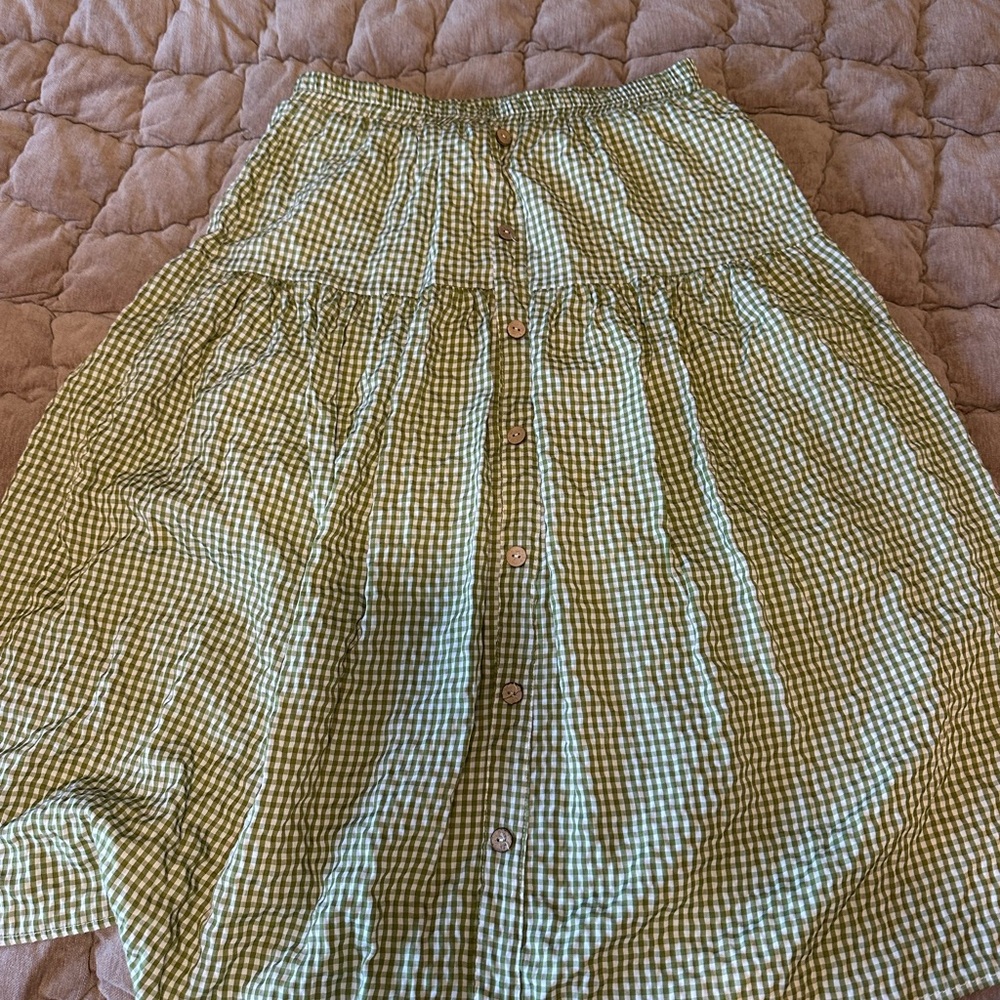 Green Gingham Women's Skirt